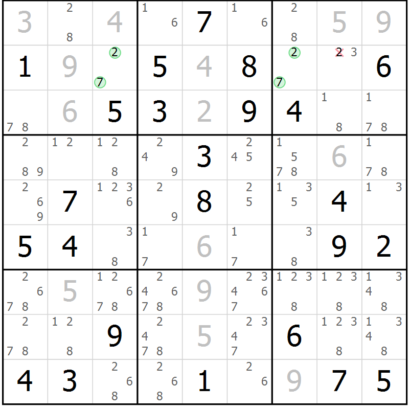 Position des candidats pour la solution de la Gr 68 page 71 du magazine de sudoku Maestro n° 094