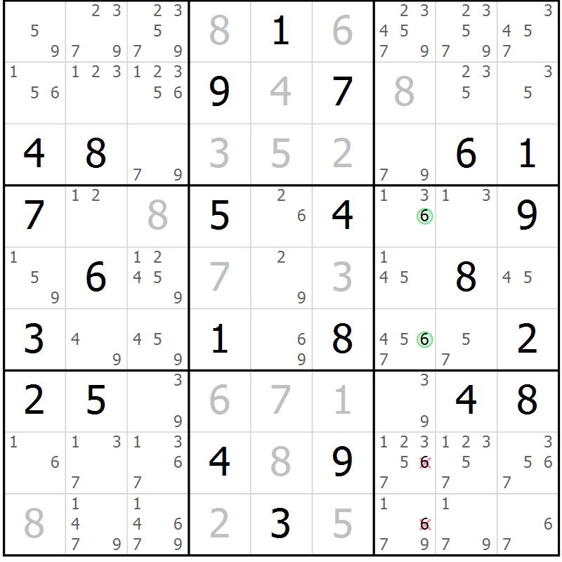Position des candidats pour la solution de la Gr 70 page 73 du magazine de sudoku Maestro n° 094