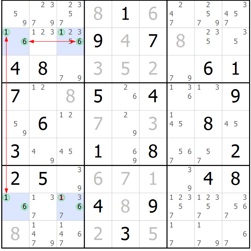 Position des candidats pour la solution de la Gr 70 page 73 du magazine de sudoku Maestro n° 094