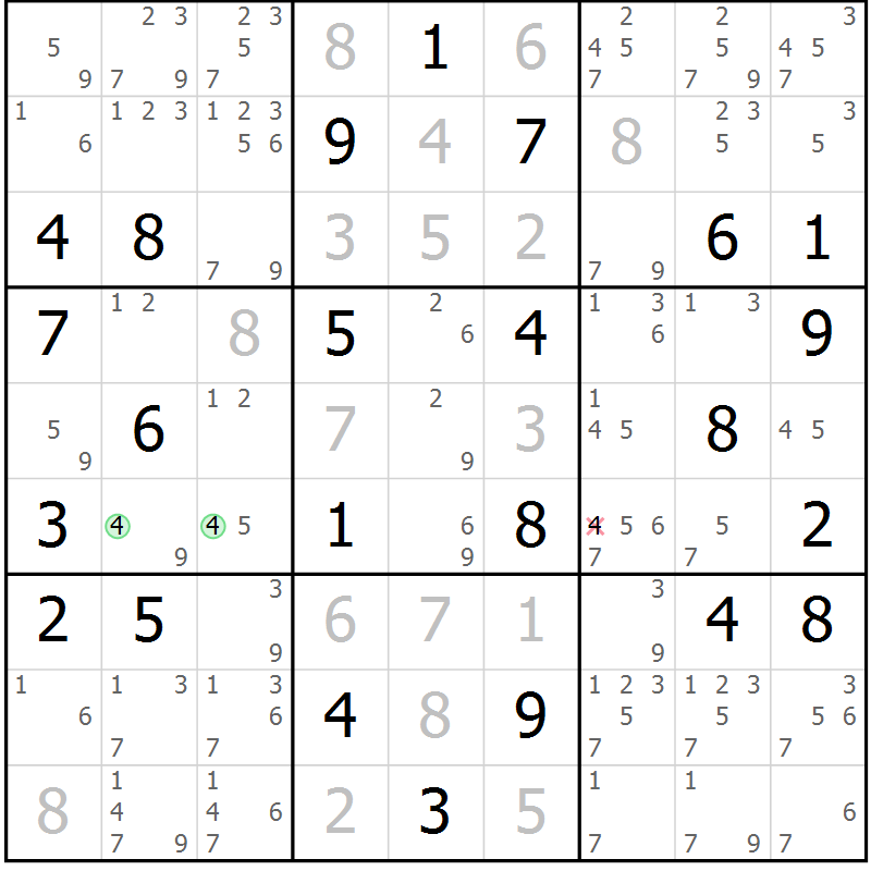 Position des candidats pour la solution de la Gr 70 page 73 du magazine de sudoku Maestro n° 094