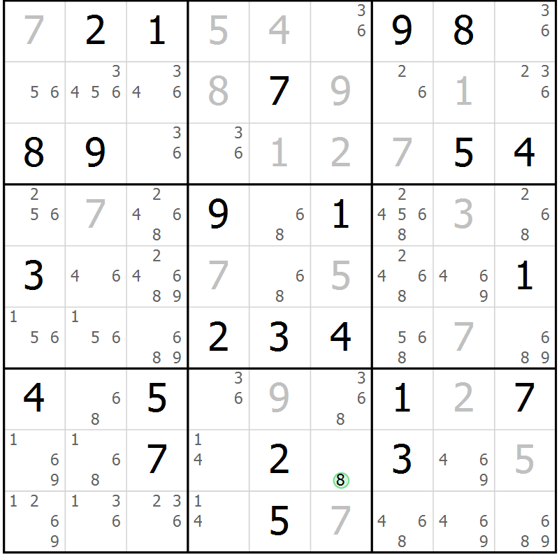 Position des candidats pour la solution de la Gr 71 page 74 du magazine de sudoku Maestro n° 094