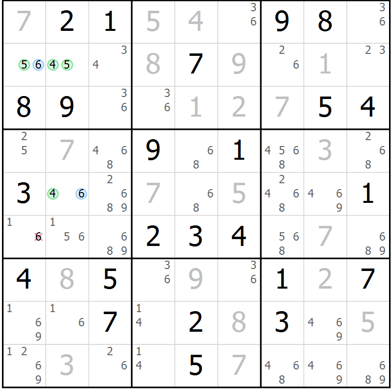 Position des candidats pour la solution de la Gr 71 page 74 du magazine de sudoku Maestro n° 094