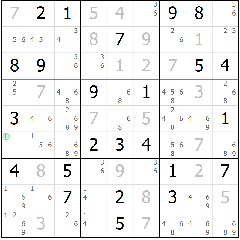 Position des candidats pour la solution de la Gr 71 page 74 du magazine de sudoku Maestro n° 094