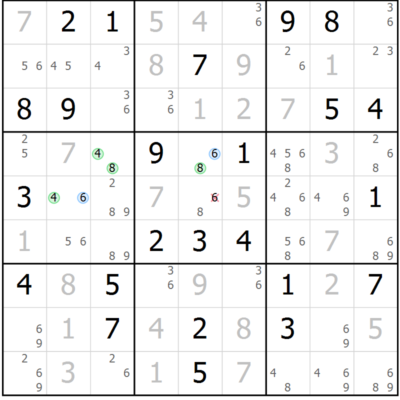 Position des candidats pour la solution de la Gr 71 page 74 du magazine de sudoku Maestro n° 094