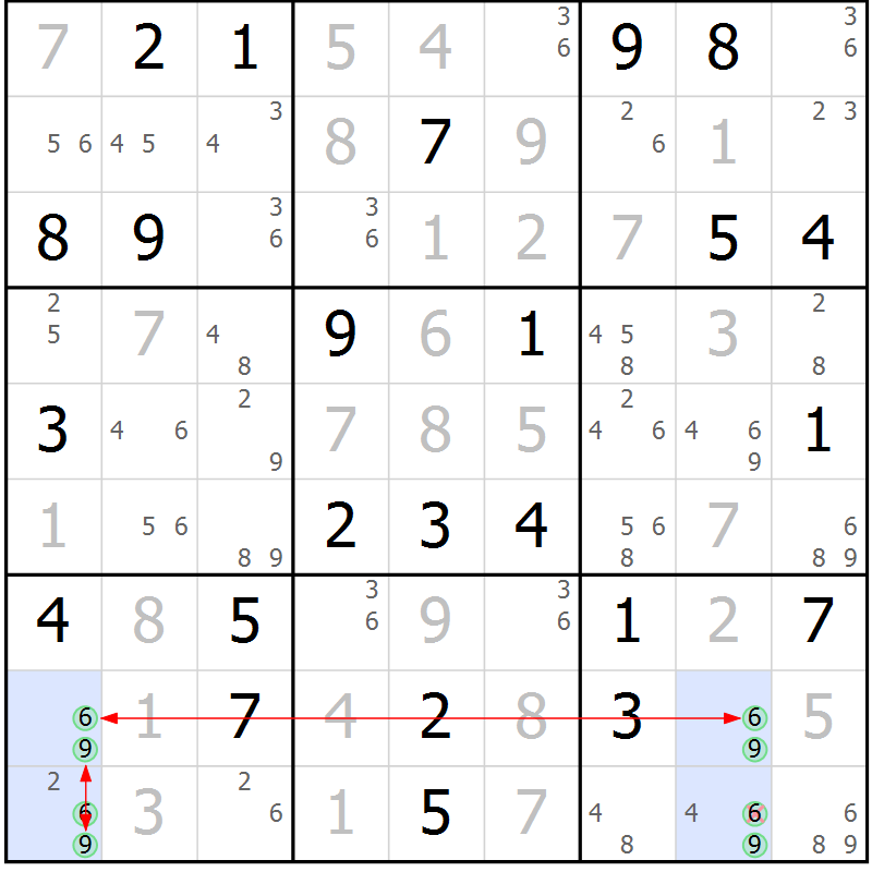 Position des candidats pour la solution de la Gr 71 page 74 du magazine de sudoku Maestro n° 094