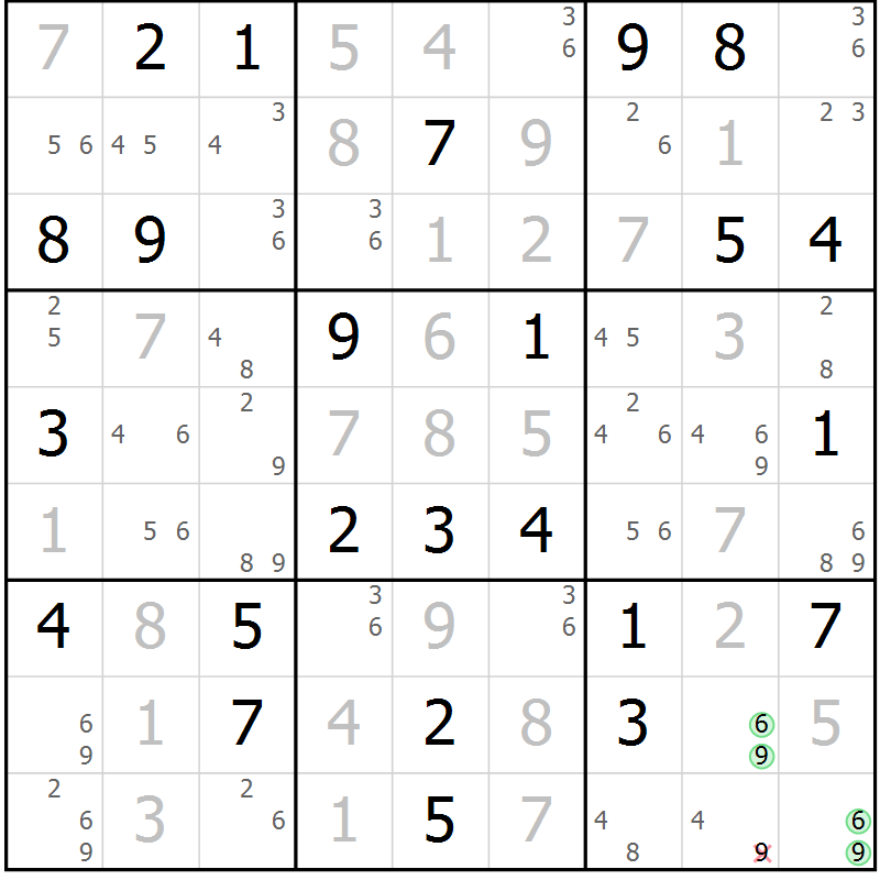 Position des candidats pour la solution de la Gr 71 page 74 du magazine de sudoku Maestro n° 094