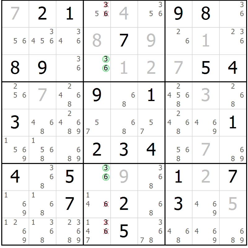 Position des candidats pour la solution de la Gr 71 page 74 du magazine de sudoku Maestro n° 094