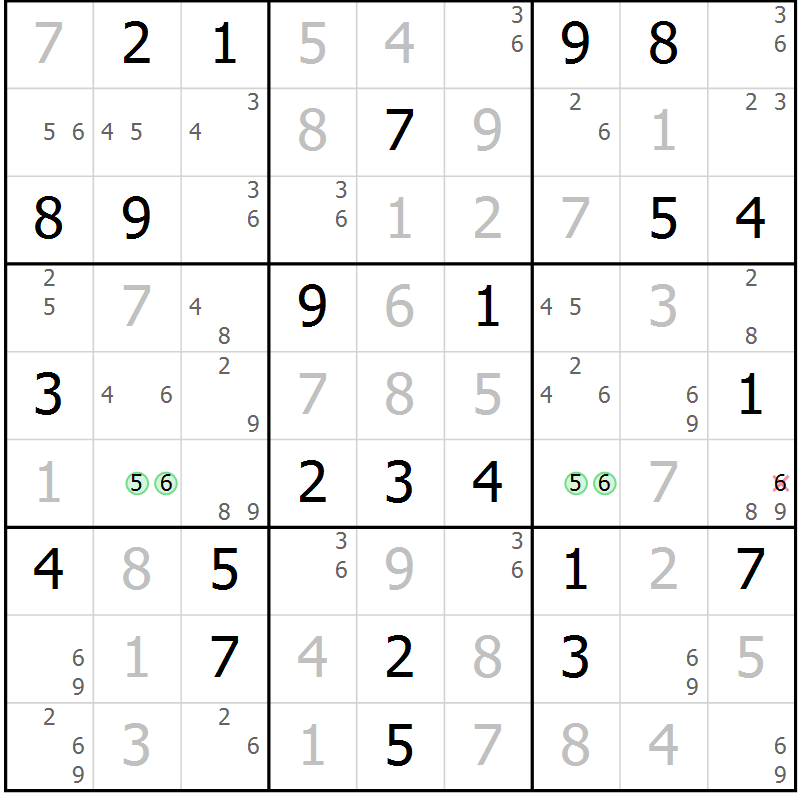 Position des candidats pour la solution de la Gr 71 page 74 du magazine de sudoku Maestro n° 094