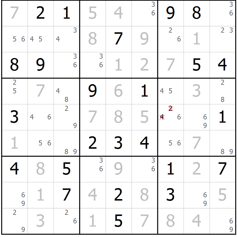 Position des candidats pour la solution de la Gr 71 page 74 du magazine de sudoku Maestro n° 094
