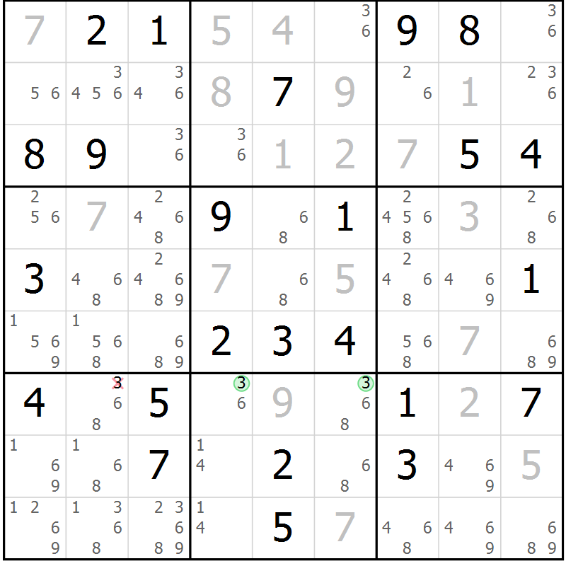 Position des candidats pour la solution de la Gr 71 page 74 du magazine de sudoku Maestro n° 094