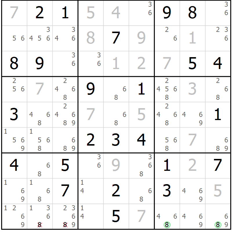 Position des candidats pour la solution de la Gr 71 page 74 du magazine de sudoku Maestro n° 094