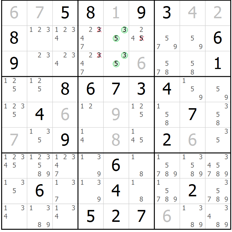 Position des candidats pour la solution de la Gr 73 page 76 du magazine de sudoku Maestro n° 094