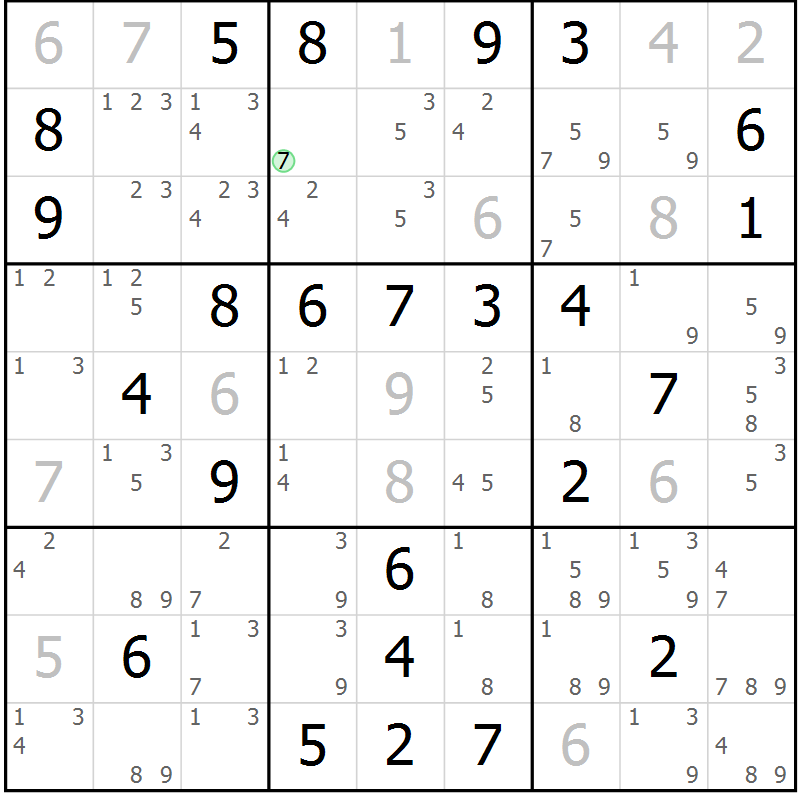 Position des candidats pour la solution de la Gr 73 page 76 du magazine de sudoku Maestro n° 094