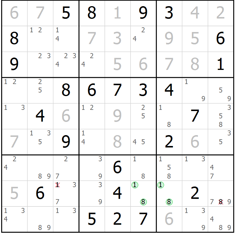 Position des candidats pour la solution de la Gr 73 page 76 du magazine de sudoku Maestro n° 094