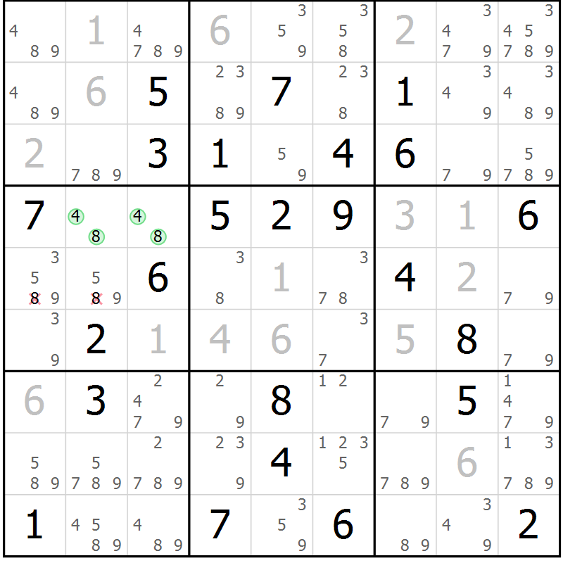 Position des candidats pour la solution de la Gr 74 page 77 du magazine de sudoku Maestro n° 094