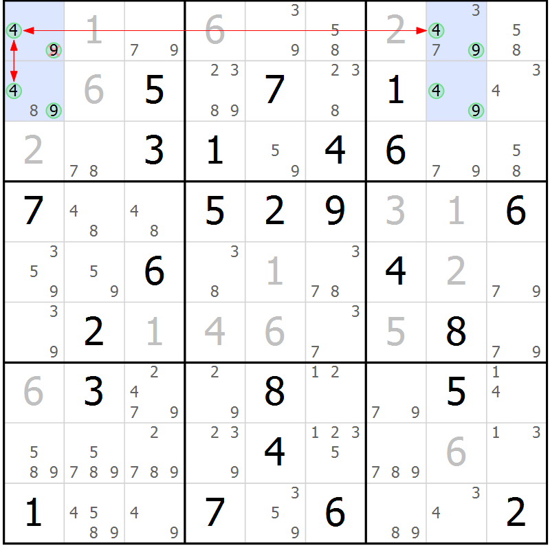 Position des candidats pour la solution de la Gr 74 page 77 du magazine de sudoku Maestro n° 094