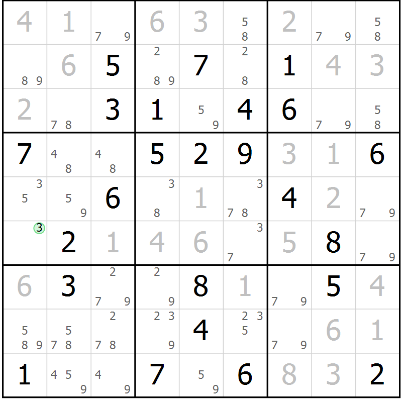 Position des candidats pour la solution de la Gr 74 page 77 du magazine de sudoku Maestro n° 094