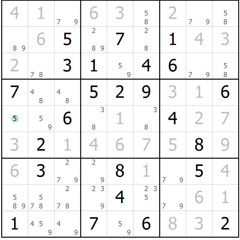 Position des candidats pour la solution de la Gr 74 page 77 du magazine de sudoku Maestro n° 094