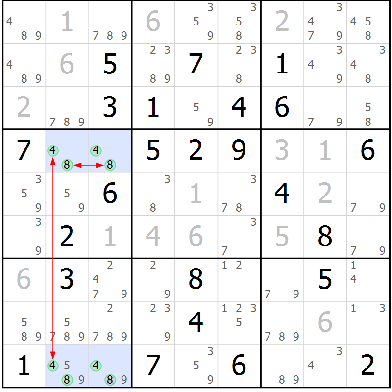 Position des candidats pour la solution de la Gr 74 page 77 du magazine de sudoku Maestro n° 094