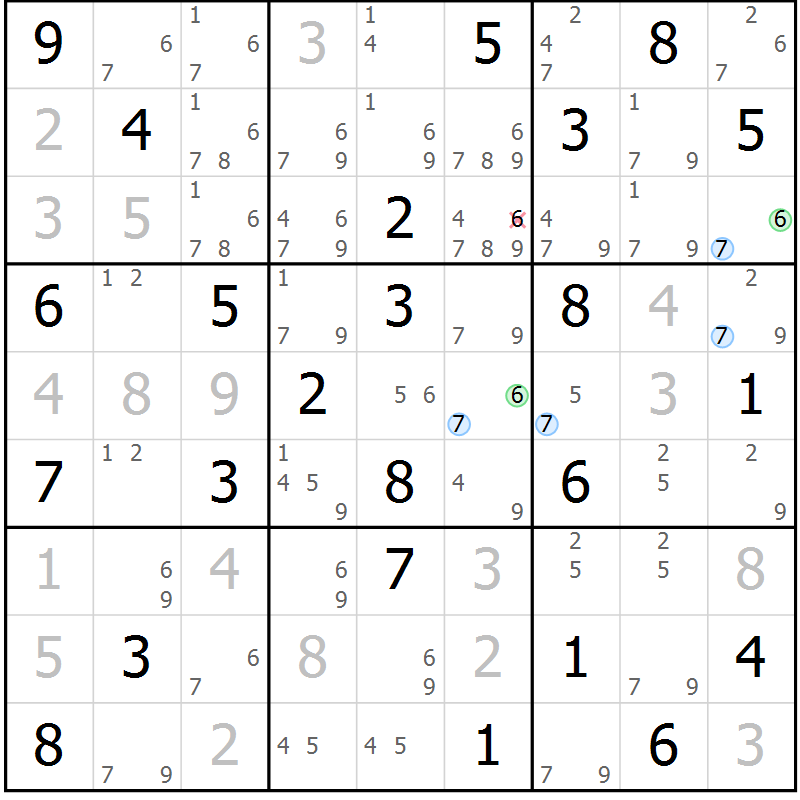 Position des candidats pour la solution de la Gr 75 page 78 du magazine de sudoku Maestro n° 094