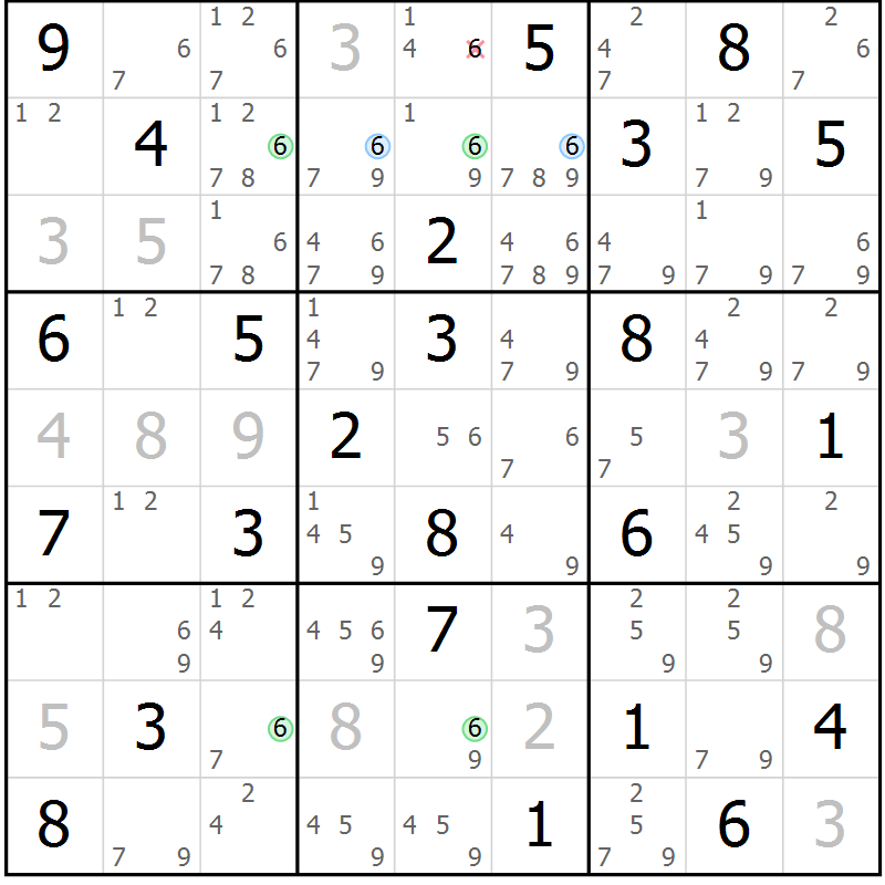 Position des candidats pour la solution de la Gr 75 page 78 du magazine de sudoku Maestro n° 094