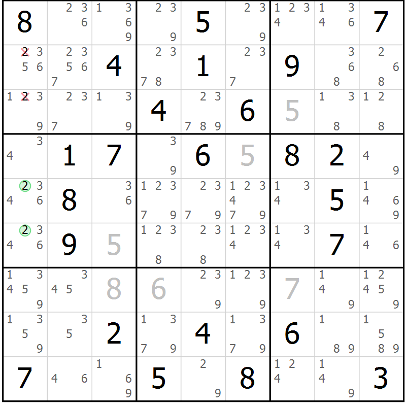 Position des candidats pour la solution de la Gr 76 page 79 du magazine de sudoku Maestro n° 094