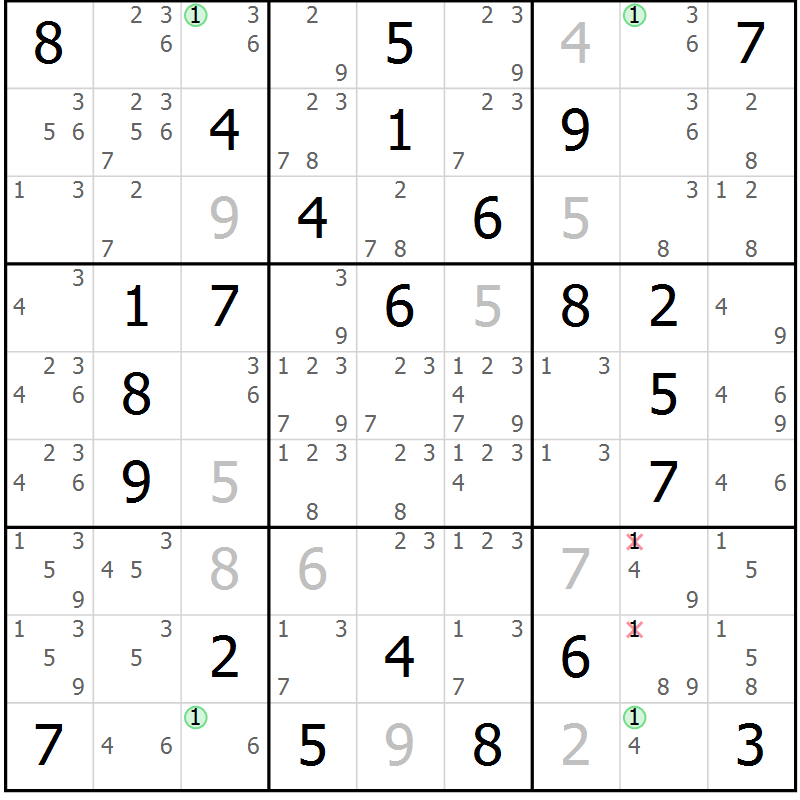 Position des candidats pour la solution de la Gr 76 page 79 du magazine de sudoku Maestro n° 094