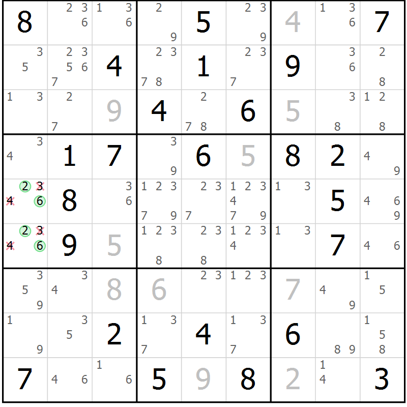 Position des candidats pour la solution de la Gr 76 page 79 du magazine de sudoku Maestro n° 094