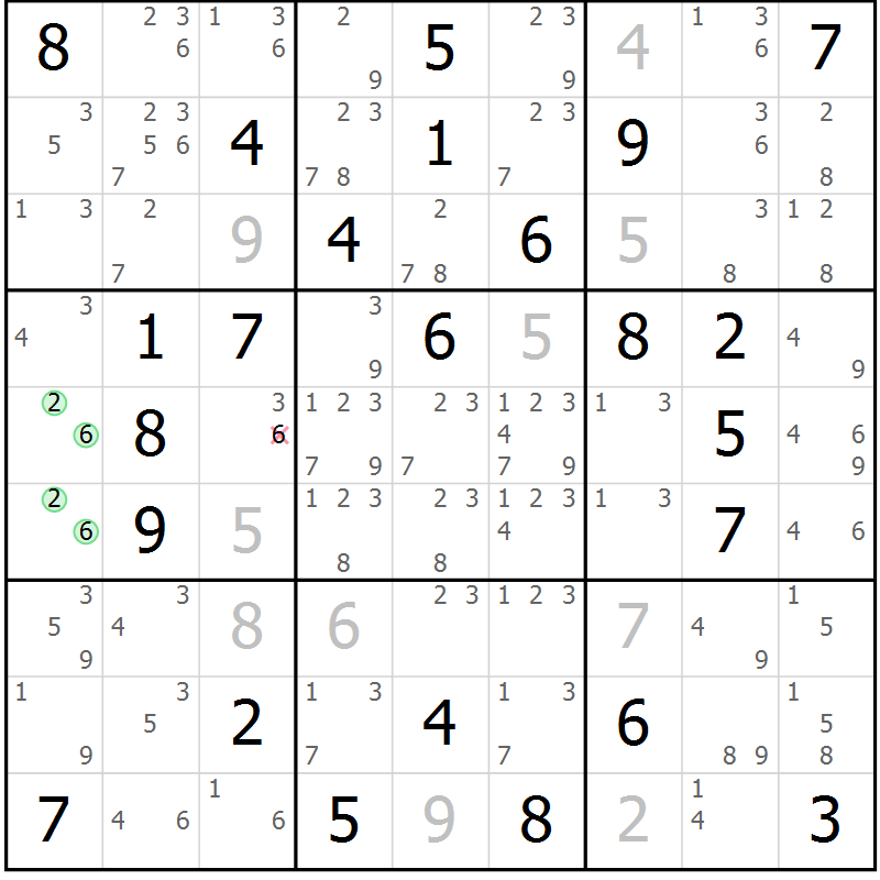 Position des candidats pour la solution de la Gr 76 page 79 du magazine de sudoku Maestro n° 094