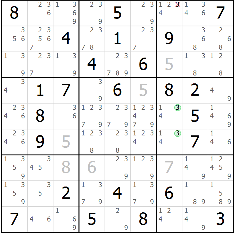 Position des candidats pour la solution de la Gr 76 page 79 du magazine de sudoku Maestro n° 094