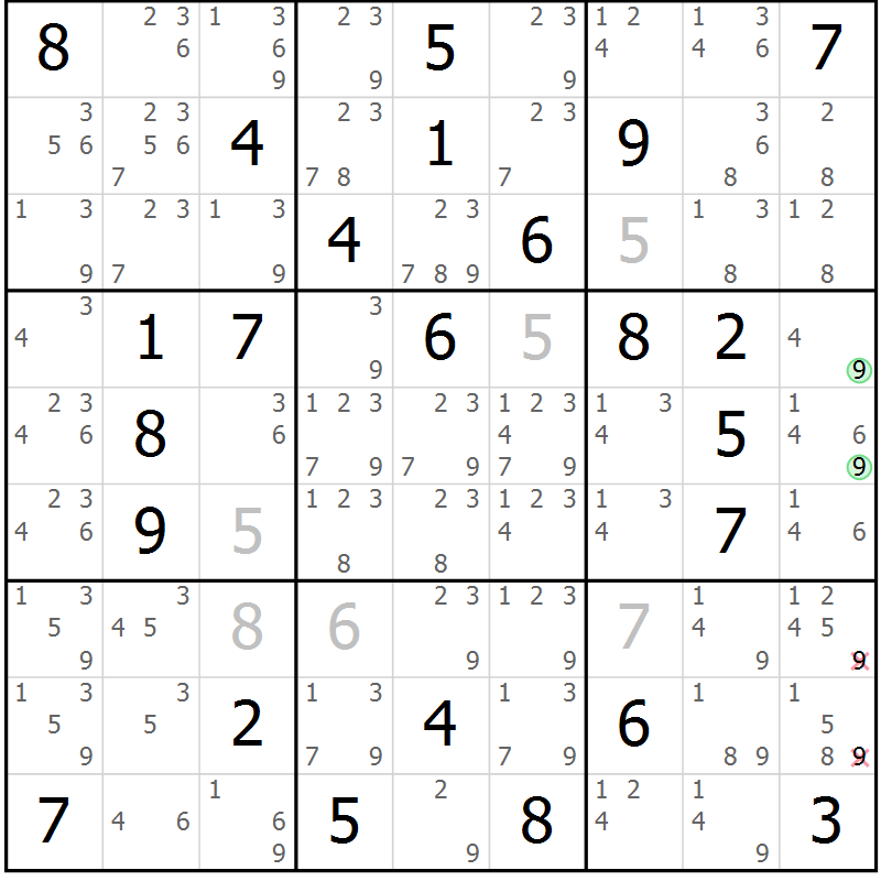 Position des candidats pour la solution de la Gr 76 page 79 du magazine de sudoku Maestro n° 094