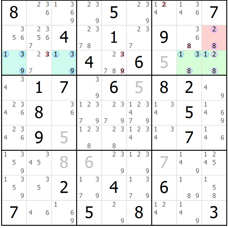Position des candidats pour la solution de la Gr 76 page 79 du magazine de sudoku Maestro n° 094