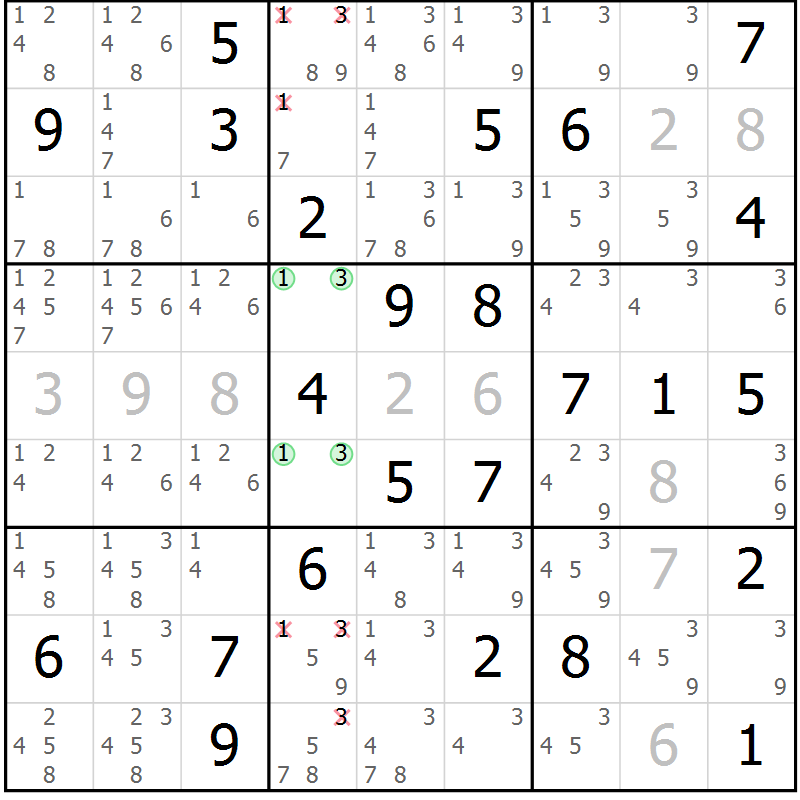 Position des candidats pour la solution de la Gr 78 page 81 du magazine de sudoku Maestro n° 094