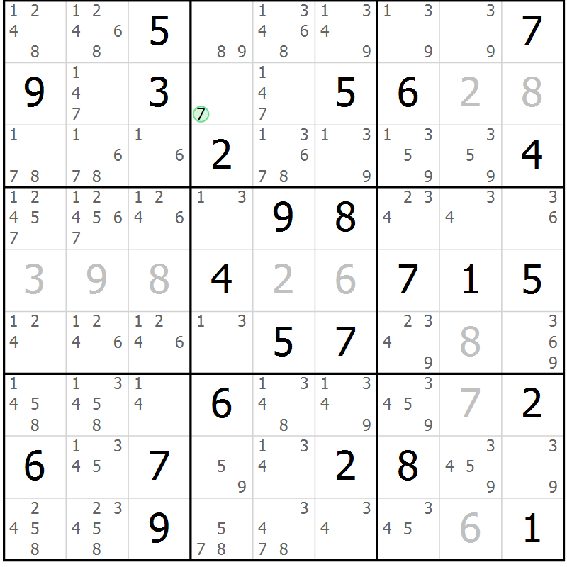 Position des candidats pour la solution de la Gr 78 page 81 du magazine de sudoku Maestro n° 094