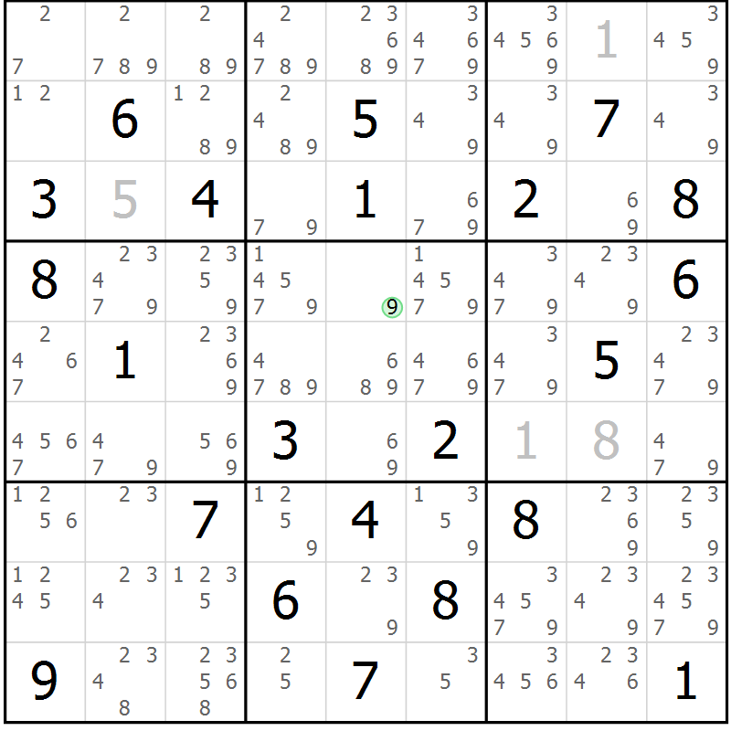 Position des candidats pour la solution de la Gr 79 page 82 du magazine de sudoku Maestro n° 094