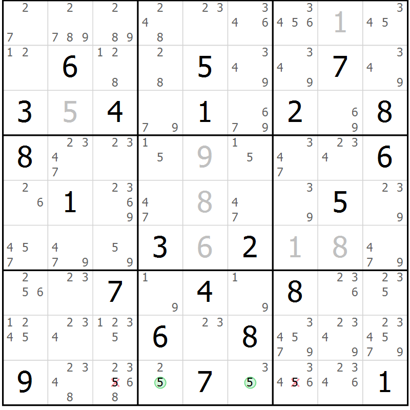 Position des candidats pour la solution de la Gr 79 page 82 du magazine de sudoku Maestro n° 094