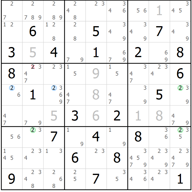 Position des candidats pour la solution de la Gr 79 page 82 du magazine de sudoku Maestro n° 094