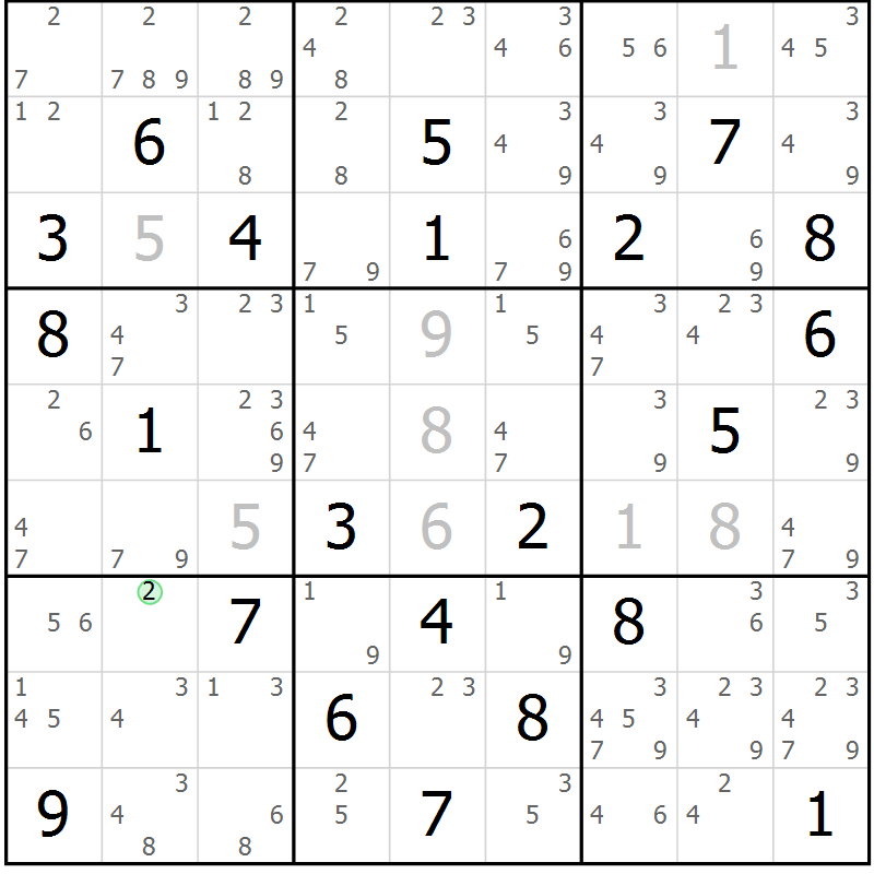 Position des candidats pour la solution de la Gr 79 page 82 du magazine de sudoku Maestro n° 094