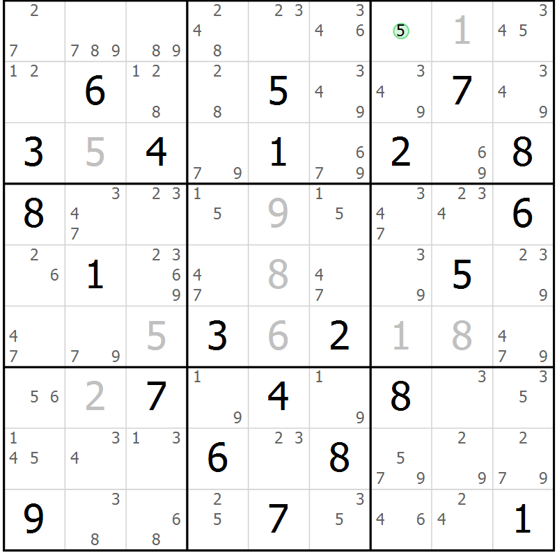 Position des candidats pour la solution de la Gr 79 page 82 du magazine de sudoku Maestro n° 094
