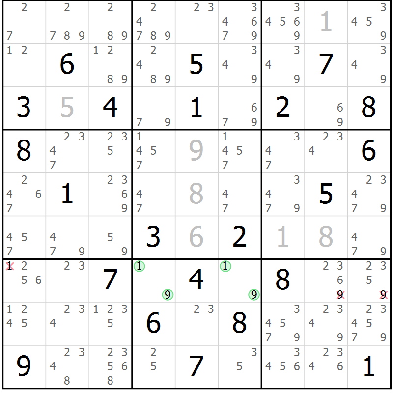 Position des candidats pour la solution de la Gr 79 page 82 du magazine de sudoku Maestro n° 094