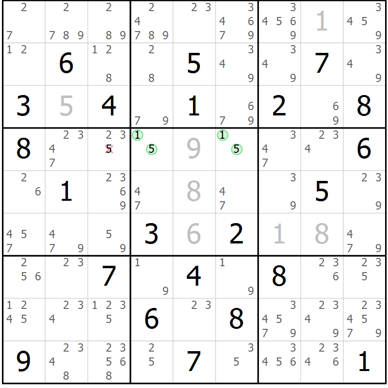 Position des candidats pour la solution de la Gr 79 page 82 du magazine de sudoku Maestro n° 094