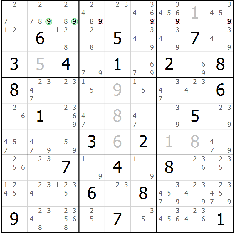Position des candidats pour la solution de la Gr 79 page 82 du magazine de sudoku Maestro n° 094