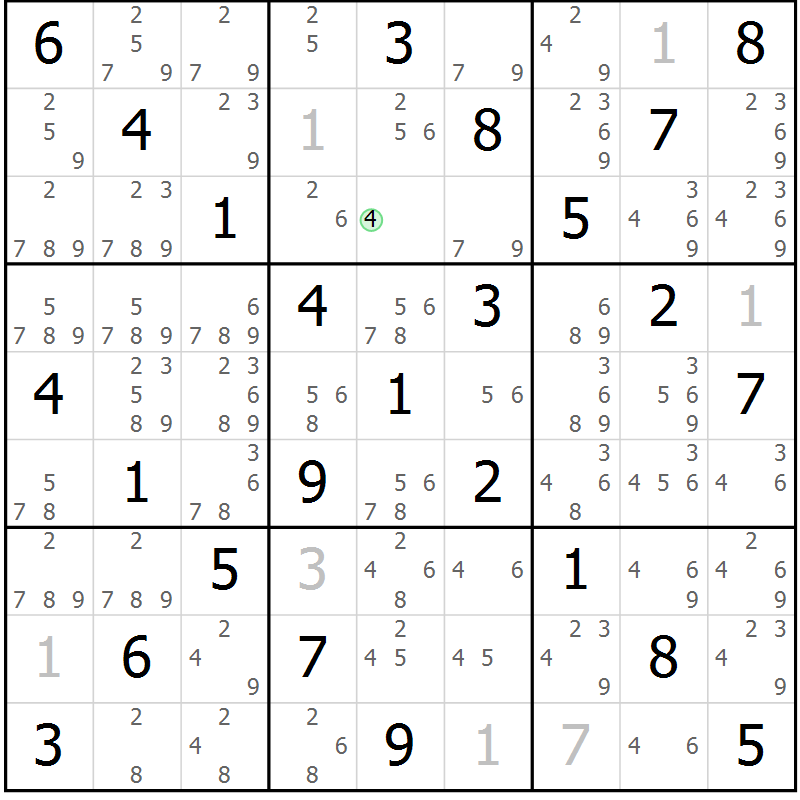 Position des candidats pour la solution de la Gr 8 page 11 du magazine de sudoku Maestro n° 094