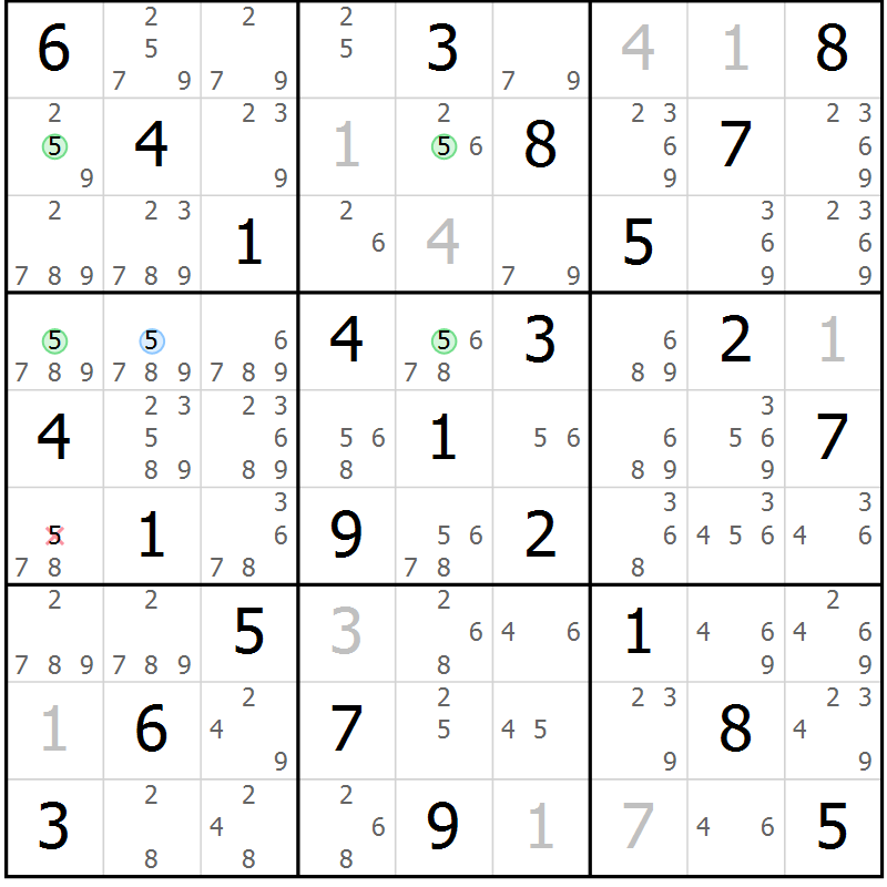 Position des candidats pour la solution de la Gr 8 page 11 du magazine de sudoku Maestro n° 094
