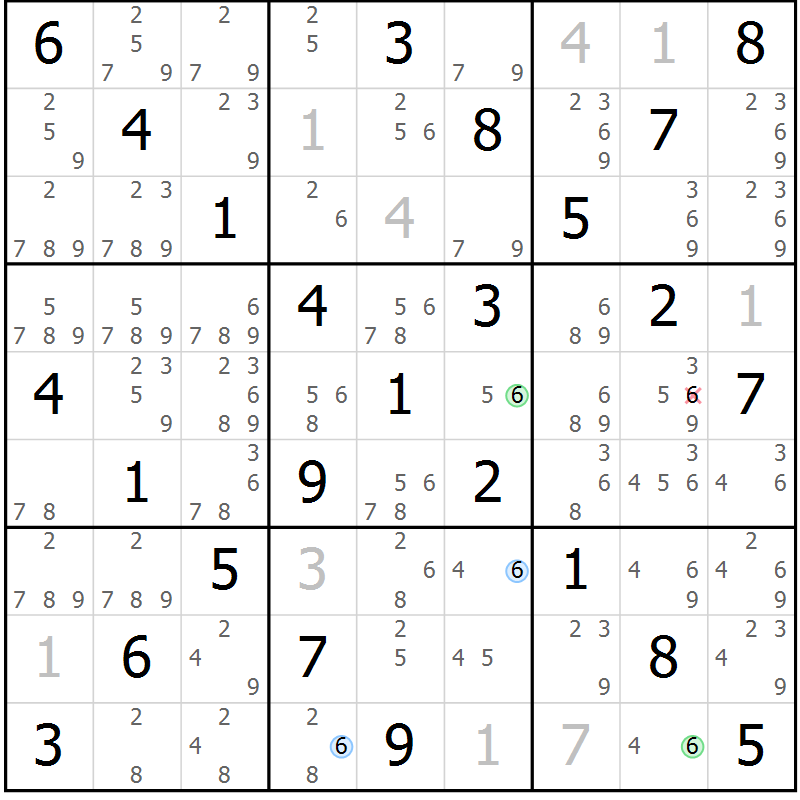 Position des candidats pour la solution de la Gr 8 page 11 du magazine de sudoku Maestro n° 094