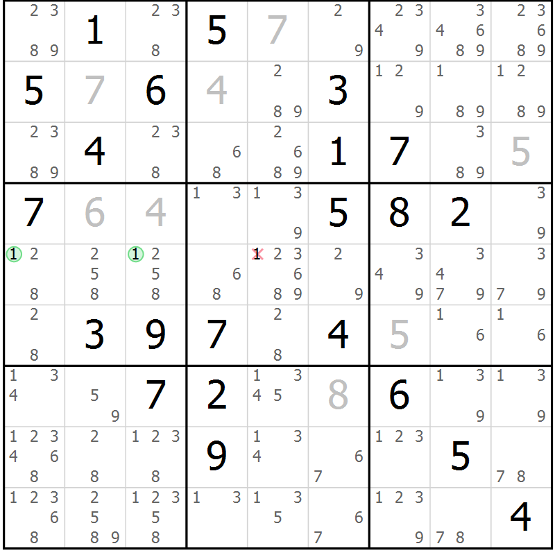 Position des candidats pour la solution de la Gr 80 page 83 du magazine de sudoku Maestro n° 094