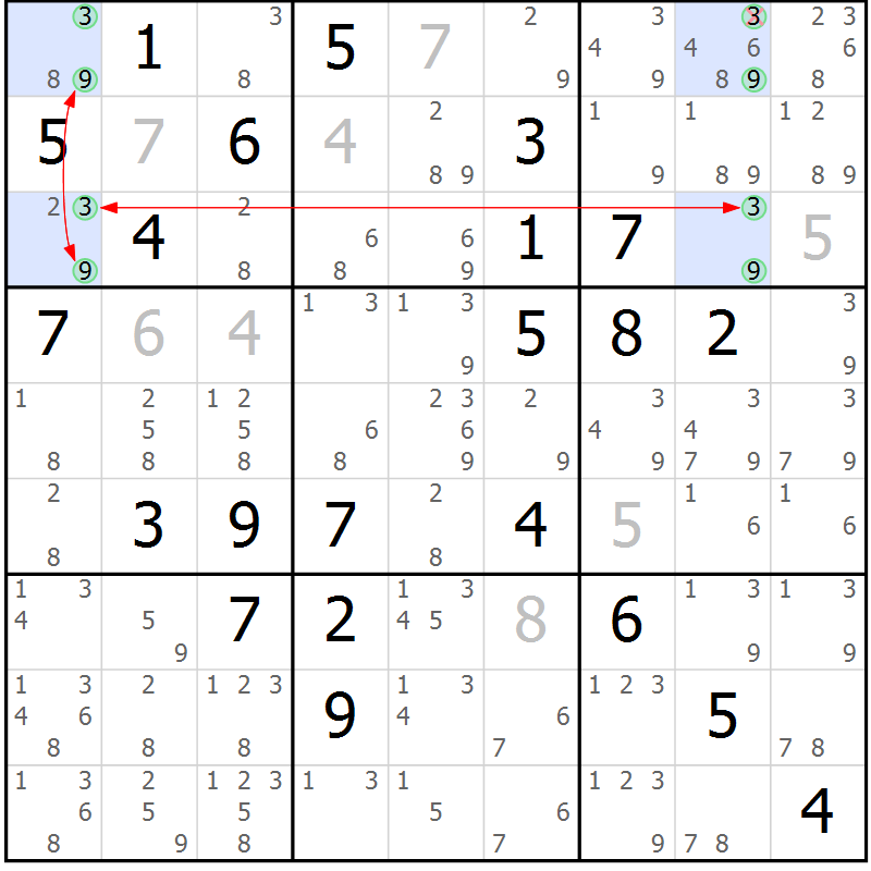 Position des candidats pour la solution de la Gr 80 page 83 du magazine de sudoku Maestro n° 094