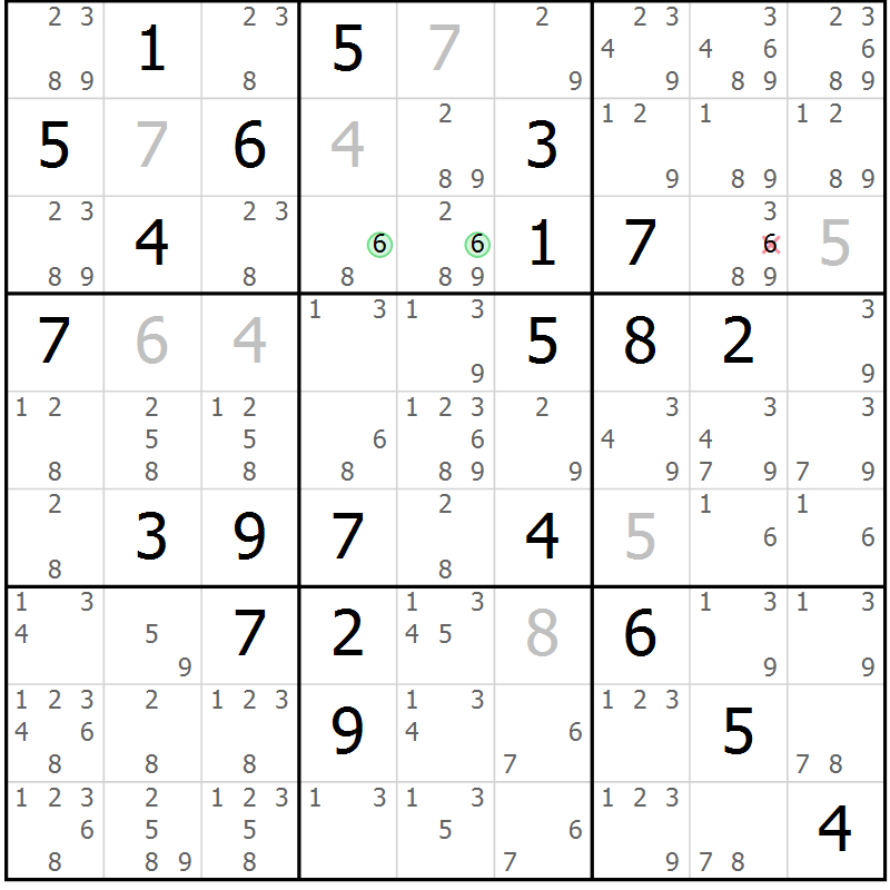Position des candidats pour la solution de la Gr 80 page 83 du magazine de sudoku Maestro n° 094