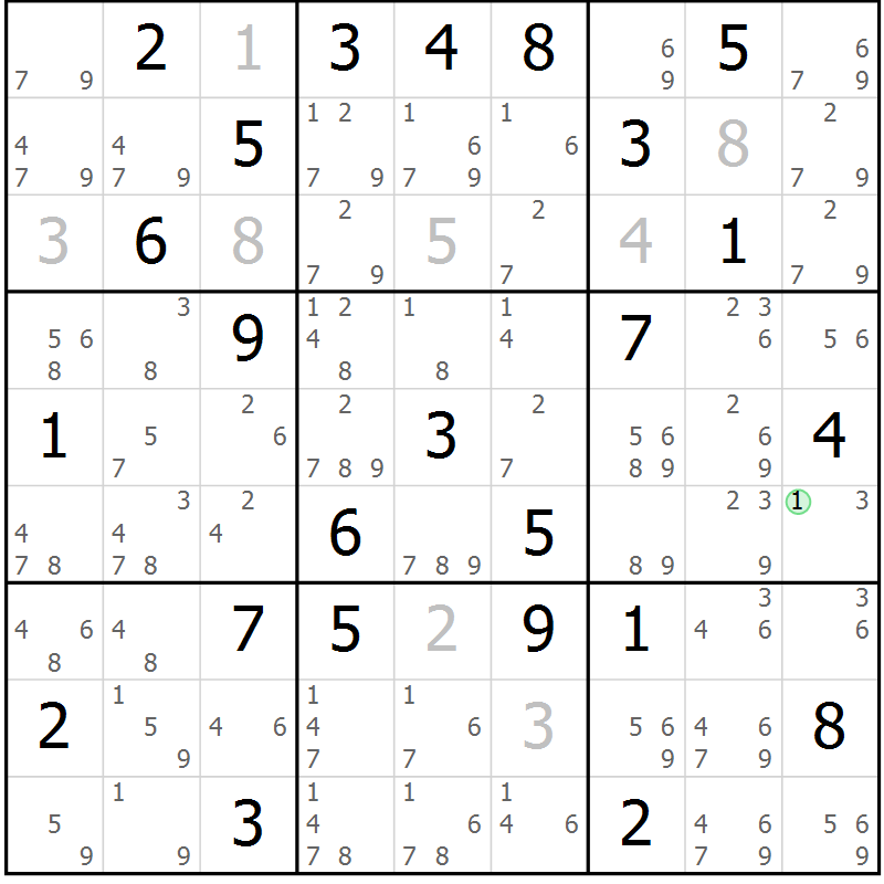 Position des candidats pour la solution de la Gr 82 page 85 du magazine de sudoku Maestro n° 094