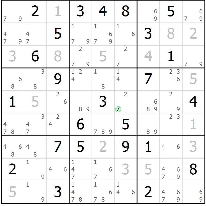 Position des candidats pour la solution de la Gr 82 page 85 du magazine de sudoku Maestro n° 094